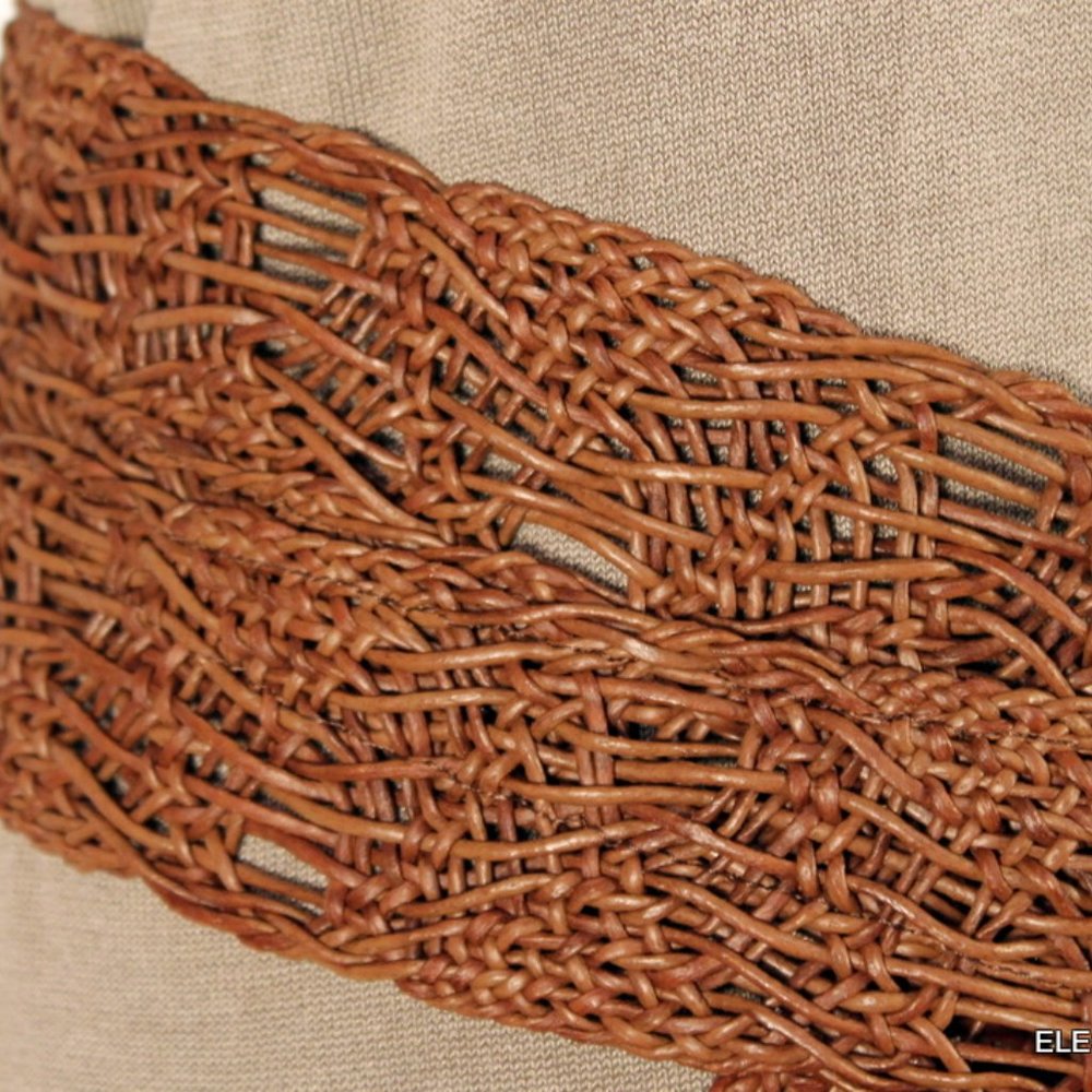 Vintage Susan Riedweg Braided Leather Wide Belt S / M Womens '90s BOHO Brown - Picture 6 of 8